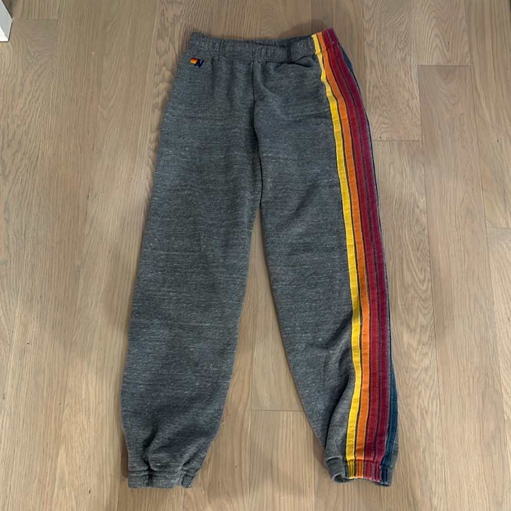 Aviator Nation heather grey 5 stripe sweat pants.